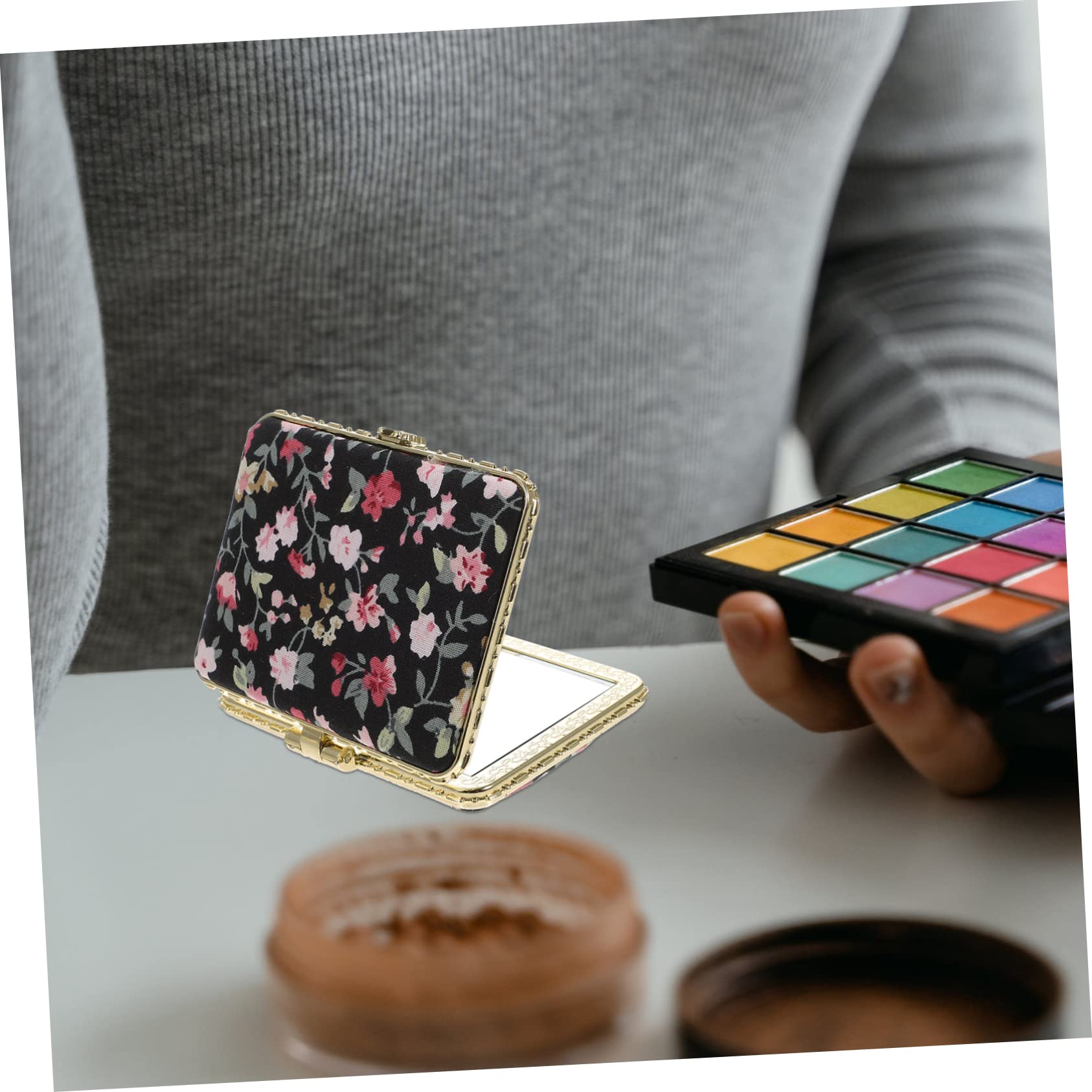 SHERCHPRY 2 Series Espejo De Viaje Compacto Doble Cara Espejo Portátil para Maquillaje Incluye Diseño Redondo Y Rectangular Colores Y Negro para Bolsos Y 6 Piezas*2