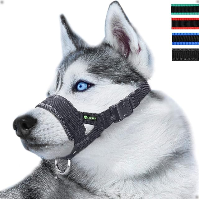 ILEPARK Bozal de Nylon para Perros Grandes Previene Mordidas, Ladridos y Que Mastiquen