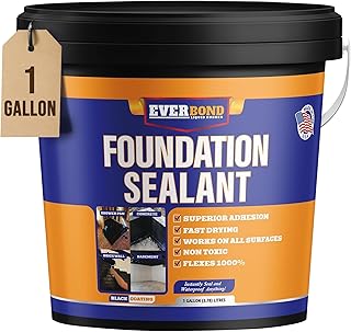 Foundation Sealant - Long Lasting Protection for Cracks, Leaks, Seams, and Gaps - Easy Application for Concrete, Basements, Masonry, Garages - 100% Waterproof Sealer, Black 1 Gallon