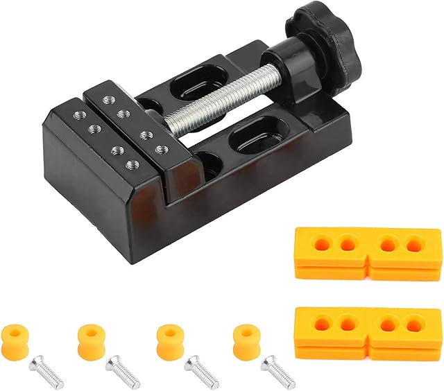 Mini Vice with Clamp, 57mm Universal Mini Drill Press Vise Clamp for Model Resin Jewelry Walnut Amber Beeswax Nut, Watch Repairing, DIY Sculpture Craft Carving Bed Tool