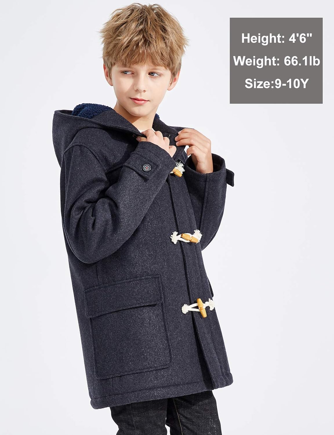 maoo garden Boys Winter Wool Coat Dress Peacoat Kids Heavy Sherpa Jacket Hooded Warm Thicken Windproof Overcoats: Clothing, Shoes & Jewelry
