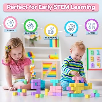 28Pcs Magnetic Blocks for Kids Ages 1-3, 1.34in Large Building Cubes
