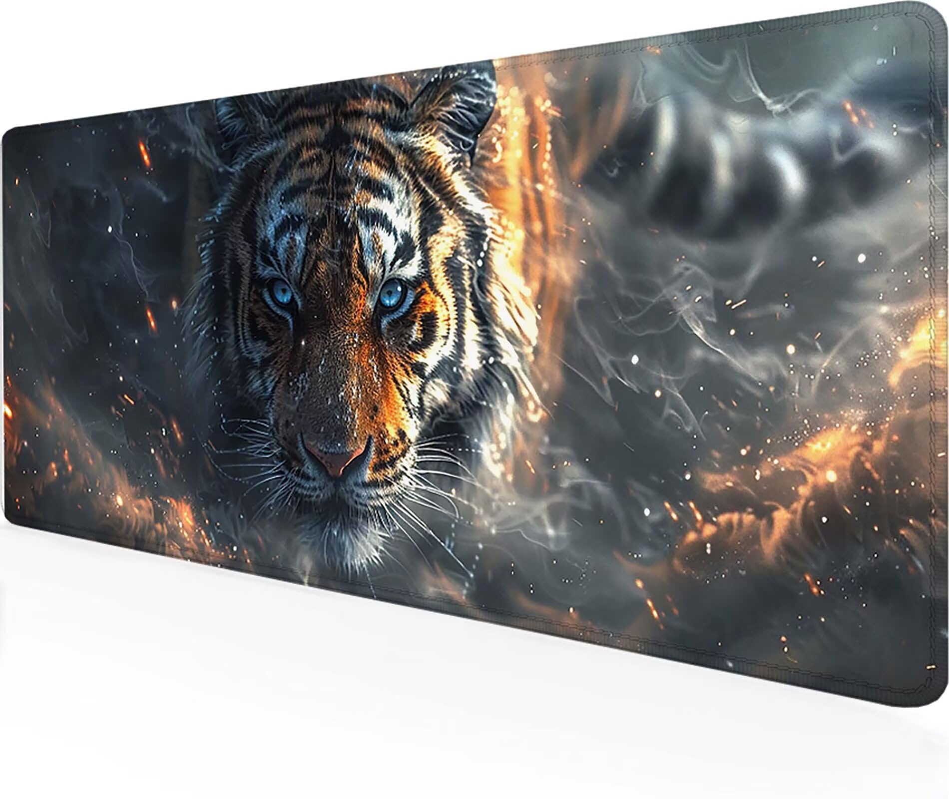Podkładka pod mysz dla graczy, tygrys, XXL, 1200 x 600 mm, przyszyte krawędzie, żółta, podkładka na biurko, akcesoria dla graczy, wodoodporna, antypoślizgowa, gumowa podkładka, podkładka pod mysz, do