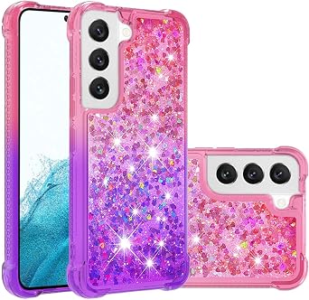 Bling Flowing Liquid Case Compatible with Samsung Galaxy S22 Plus, Transparent Silicone Phone Case Slim Glitter Protective Case Yellowing-Resistant Bumper Case Compatible with Samsung Galaxy S22 Plus