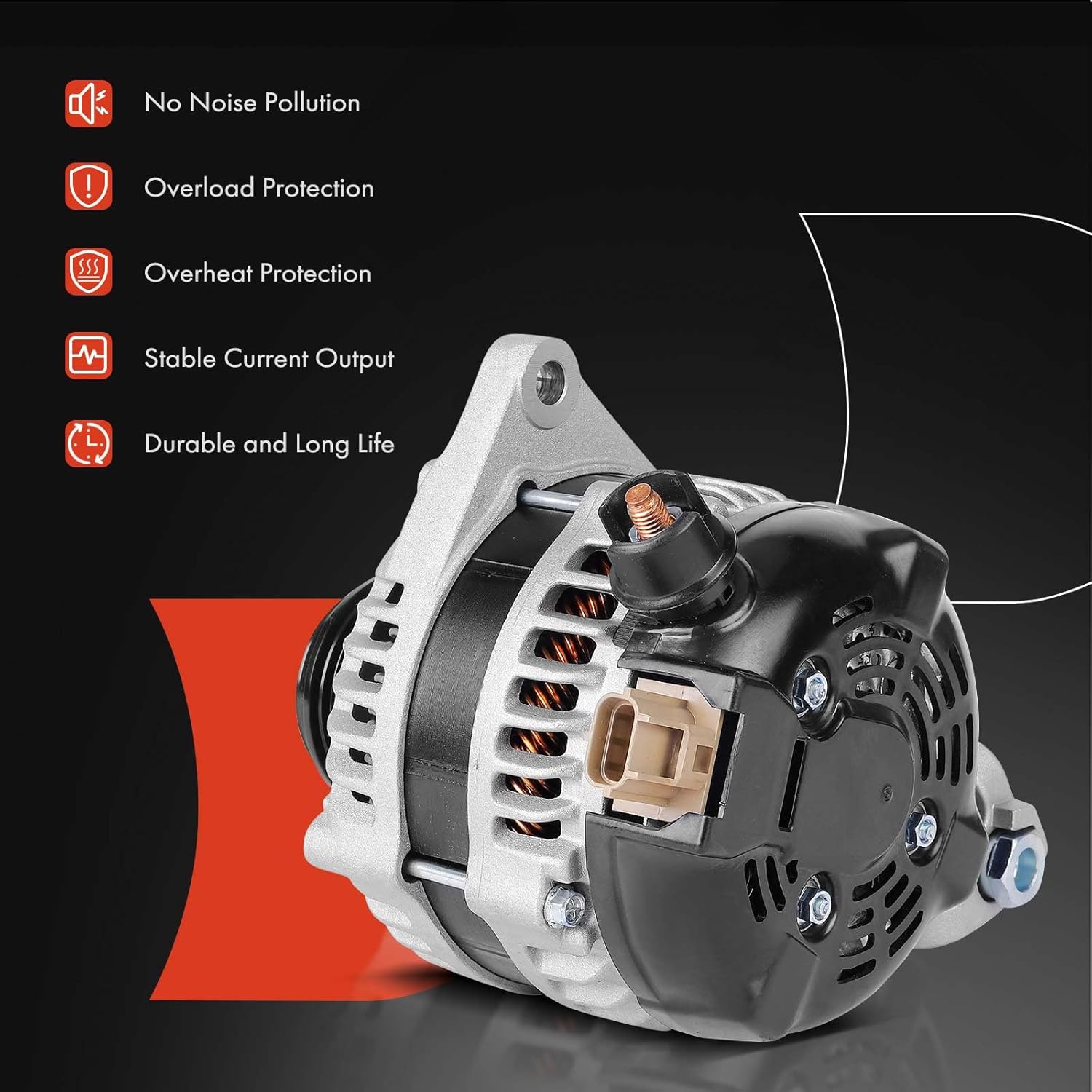 A-Premium Alternator Compatible with Ford Mustang 2011 2012 2013 2014 3.7L, Manual Transmission, 12V 150A 6-Groove Decoupler Pulley Clockwise, Replace# TN1042102960, 1042102960