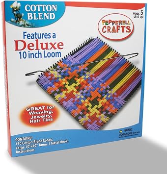 Pepperell Crafts Potholder Weaving Loom Kit | 10" X 10" Plastic Loom | Premium Cotton Weaving Loops | Makes 2 Large Potholders