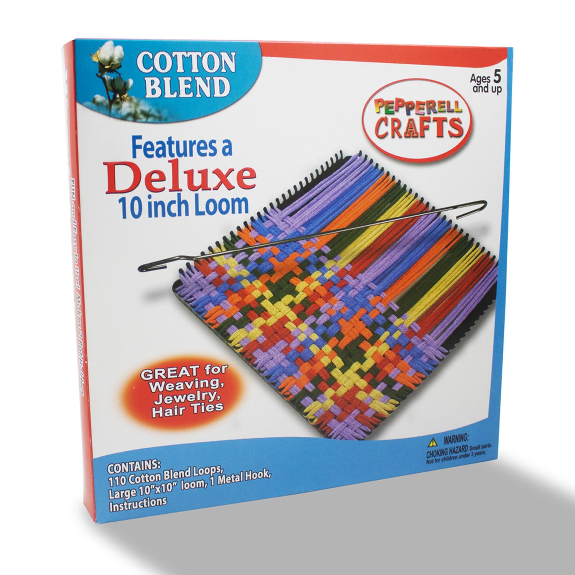 Pepperell Crafts Potholder Weaving Loom Kit | 10" X 10" Plastic Loom | 100% Cotton Premium Weaving Loops | Makes 2 Large Potholders