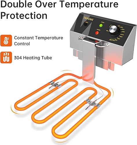 Miniatura 2 de Freidora Profunda Comercial 3500W Eléctrica de Encimera 25.4Qt Freidoras de Acero Inoxidable de Gran Capacidad con Cestas Dobles, Tapa y Patas Altas