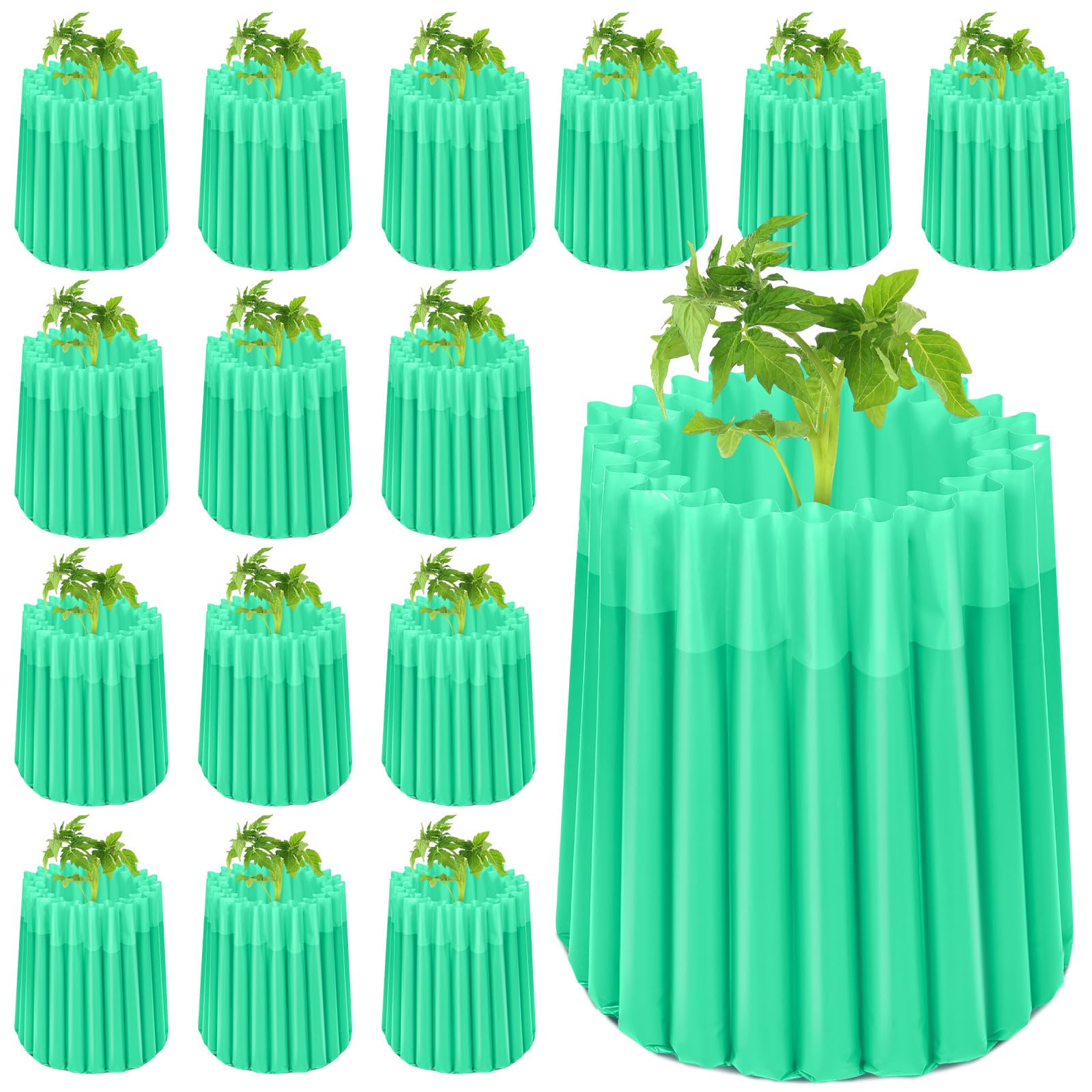 Photo 1 of Vincreem 16 Pack Wall of Water Plant Covers 24" Reusable Garden Season Extender Insulating Protector Keep Plants Warm for Early Spring Tomatoes Peppers Cold Weather Frost Protection Wind Guard(Green)