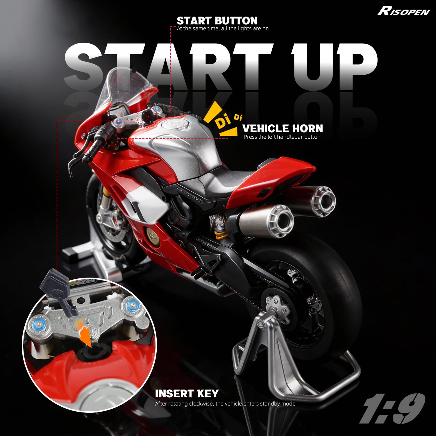 1:9 Moto in metallo pressofuso compatibile con Ducati Panigale V4 S