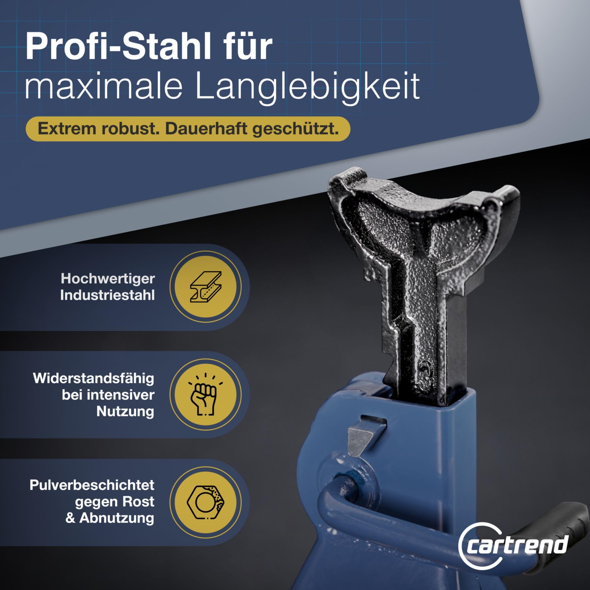 CARTREND Unitec 10889 Profi 3 tonnes de sécurité réglables en Hauteur pour Voiture Bleu 3000 kg