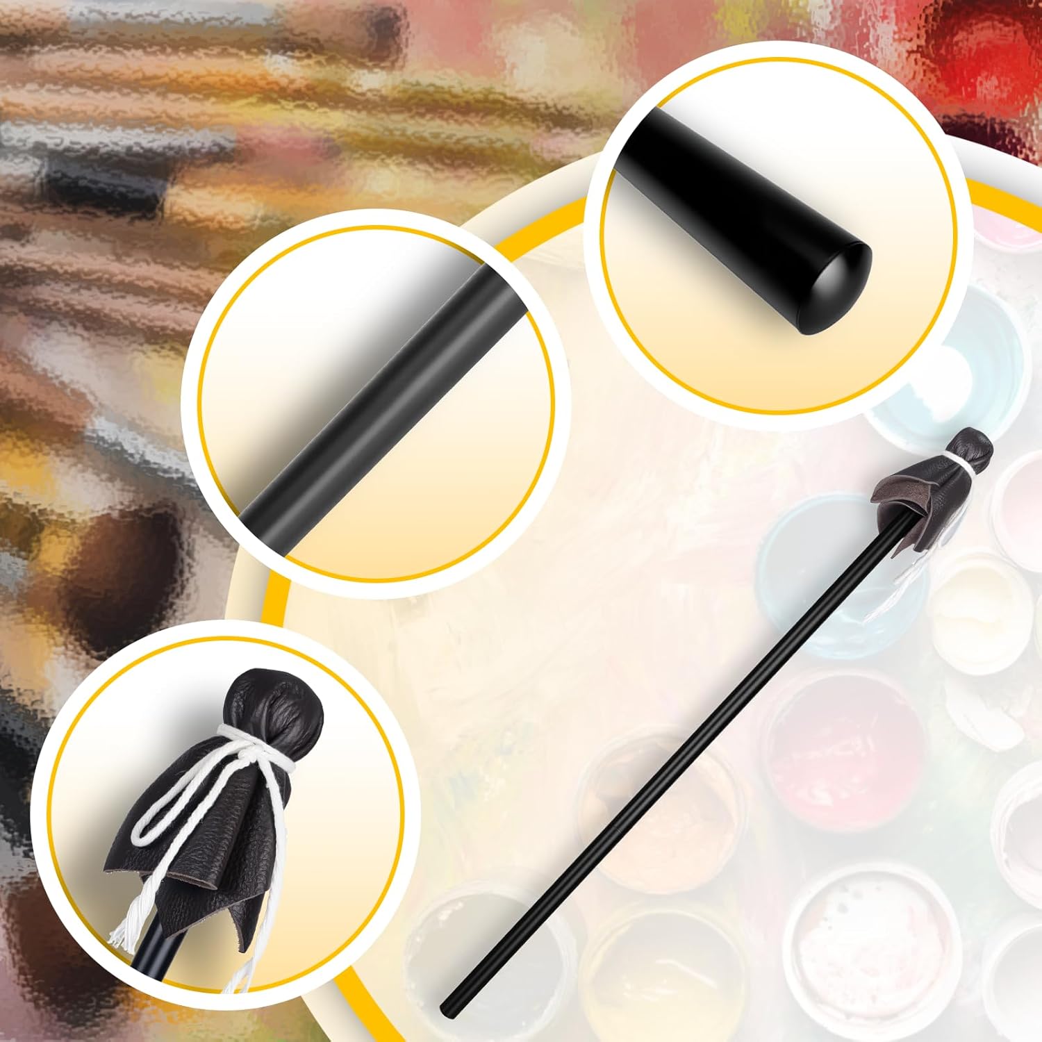 Adjustable Mahl Stick - 33 6/7" Extendable Aluminum Painter's Hand Rest Tool with Faux Leather Grip | Steady Hand Support for Oil, Acrylic, Watercolor Painting, Drawing & Lettering