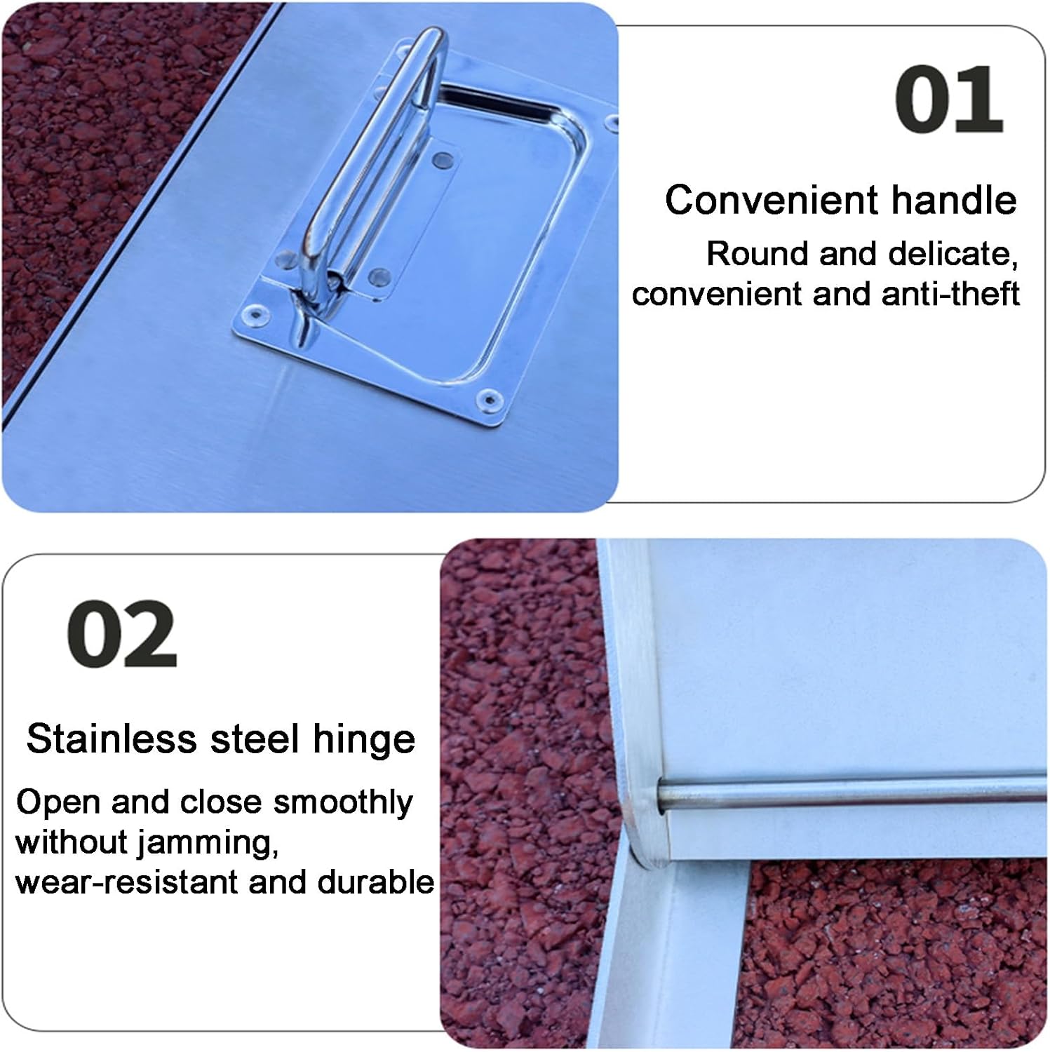 Heavy-Duty Stainless Steel Septic Tank Cover 60cm/24in Manhole Lid with Handle for Garden, Driveway & Sidewalk - Durable Access Plate for Long-Lasting Use