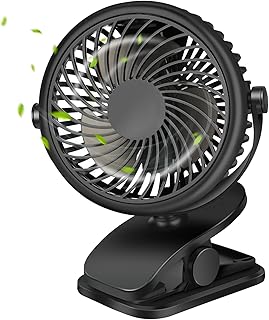 Ventilador USB pequeno com pinça e 3 velocidades, bateria recarregável de 4800 mAh ventilador portátil, 720 ° giratório mini ventilador para quarto, escritório, carro, campismo, carrinho de