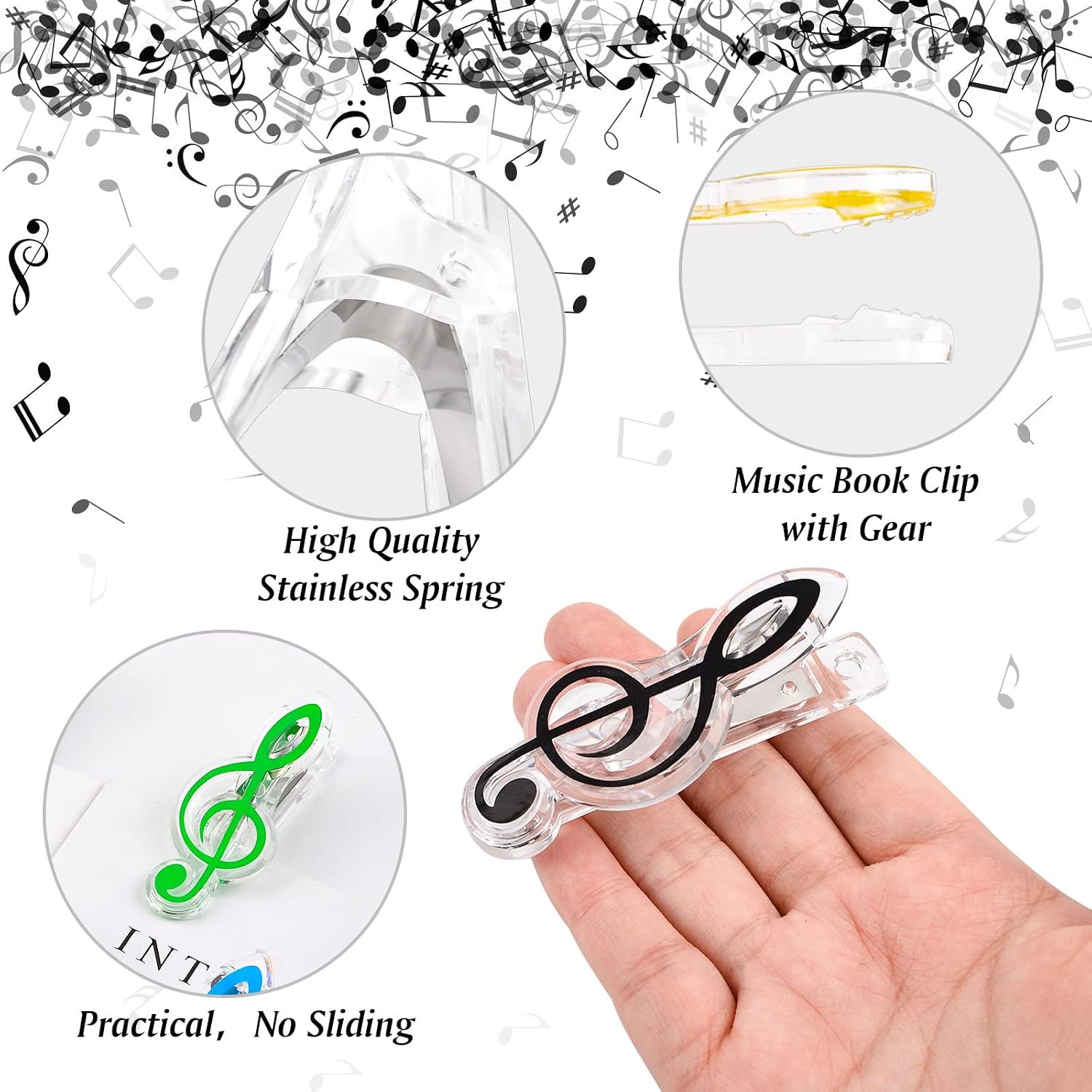 WANDIC Plastic Music Stand Clips, 10-Piece Transparent Sheet Music Book Holder, Mixed Color, Mixed Color 1, 10 PCS - Image 4