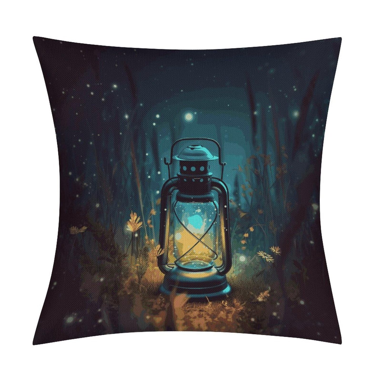 Fodpand Style Fireflies And Lantern Pillow Covers 18X18 Inch, Pillow Cases Boho Farmhouse, Throw Pillow Covers For Couch Sofa Bed Spring Home Decor