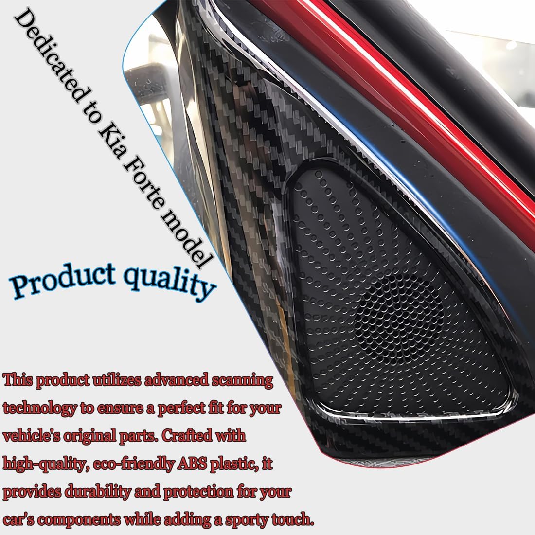 2PCS Car Door Window A Pillar Speaker Cover Trim Frame for Kia Forte 2019-2024 - ABS Carbon Fiber Sport Interior Accessories