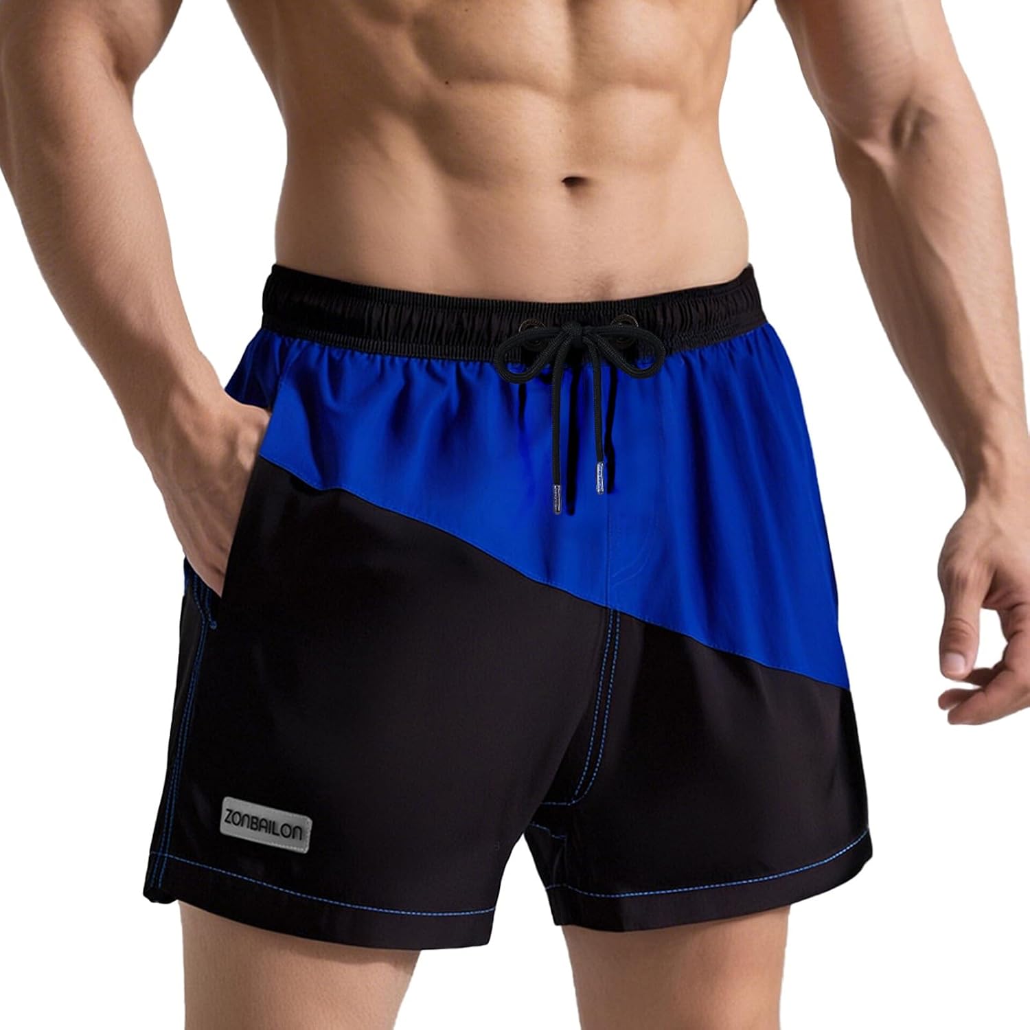 YINYOUYU Men's Swim Shorts Beach Board Shorts Swimwear Swimming Quick Dry Trunks with Pockets Bathing Suits