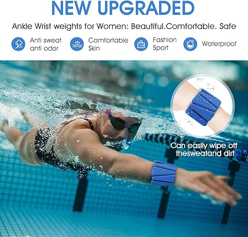 Miniatura 5 de Pesas de muñeca, paquete de 2 brazaletes ajustables de silicona para mujeres y hombres, pesas de muñeca y tobillo adecuadas para yoga, caminar y