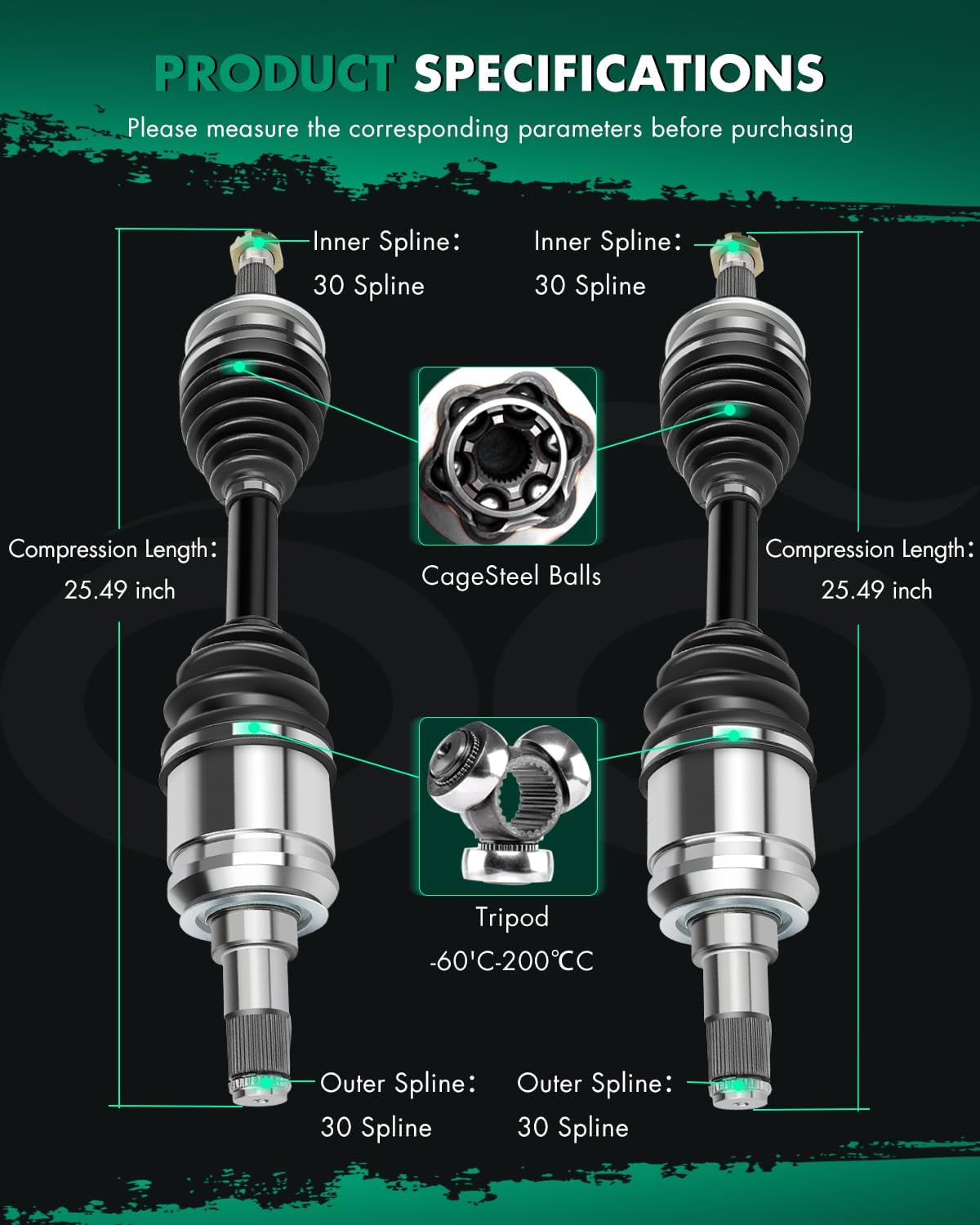 SCITOO CV Axle Shaft Assembly Front Left Right fits for Lexus for Toyota GX460 GX470 4Runner Tacoma FJ Cruiser 4.6L 4.7L 2.7L 4.0L 3.5L 2003-2018 60-5205 NCV69557