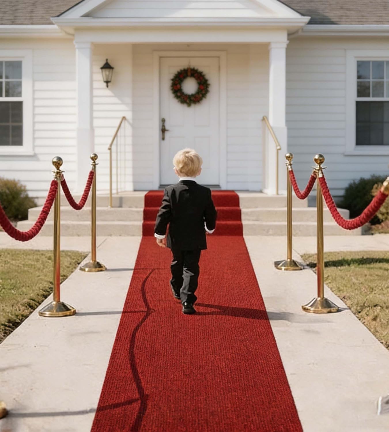 jxgzyy Red Hallway Runner Rug 2'11" x 9'10", Low Profile Carpet Runner for Entryway Hallway Laundry, Non Slip Backing for Hardwood Floors - Easy to Clean, Spot Clean Only