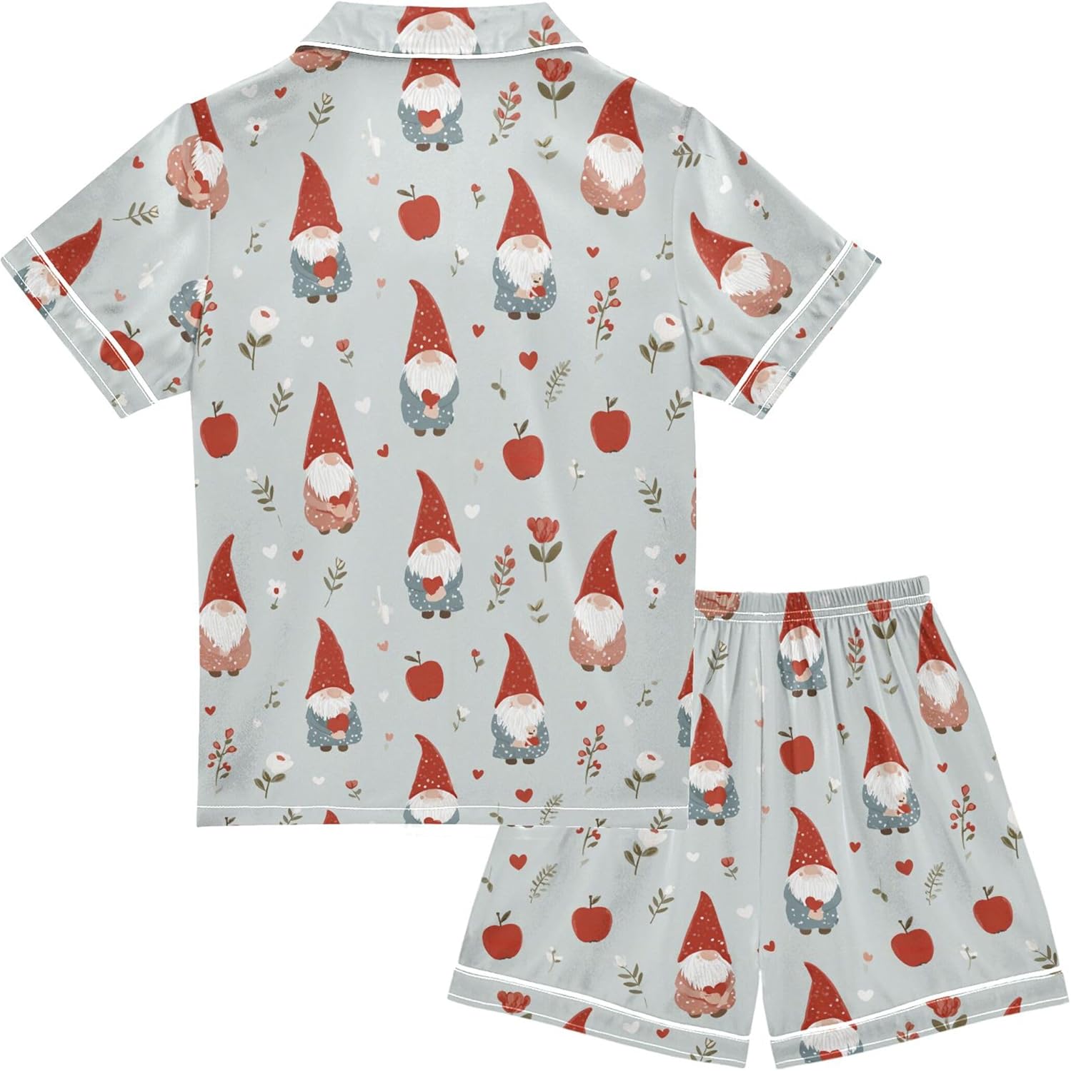 Silk Pajama Sets Short Sleeve Pajamas Soft Sleepwear 2 Piece Pjs Set