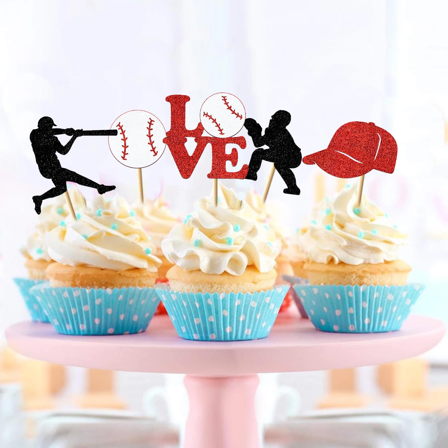 24pcs Softball Glitter Cupcake Toppers - Birthday Party Decorations For Girls - View #10