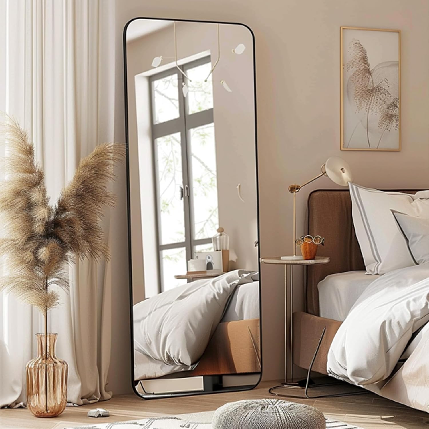 Kapler Arc Miroir sur pied 160 x 53 cm noir inclinable décoration salon