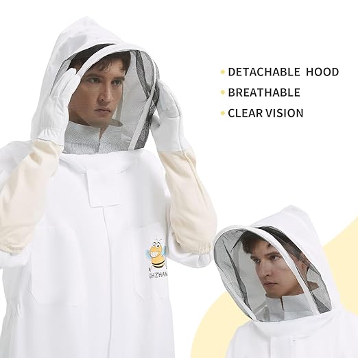 Traje de apicultura para hombre y mujer, polialgodón, con guantes y velo miniatura 4