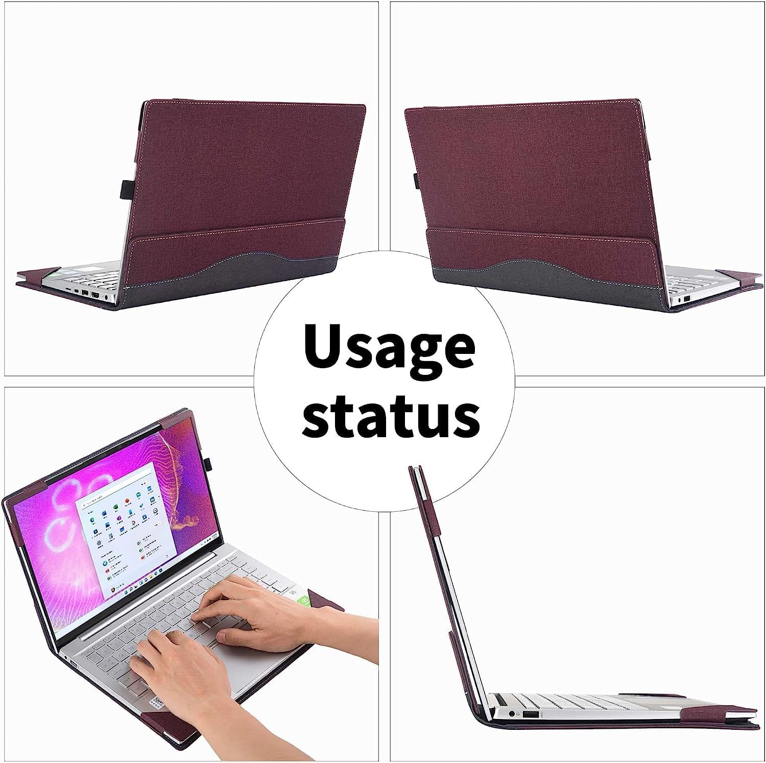 for Laptop Lenovo Yoga Pro 7 14IMH9 14AHP9 & Lenovo Yoga Pro 7 (14IRH8 14ARP8 14APH8) Laptop Protective Sleeve, 2-in-1 PU Leather Case (Wine red)