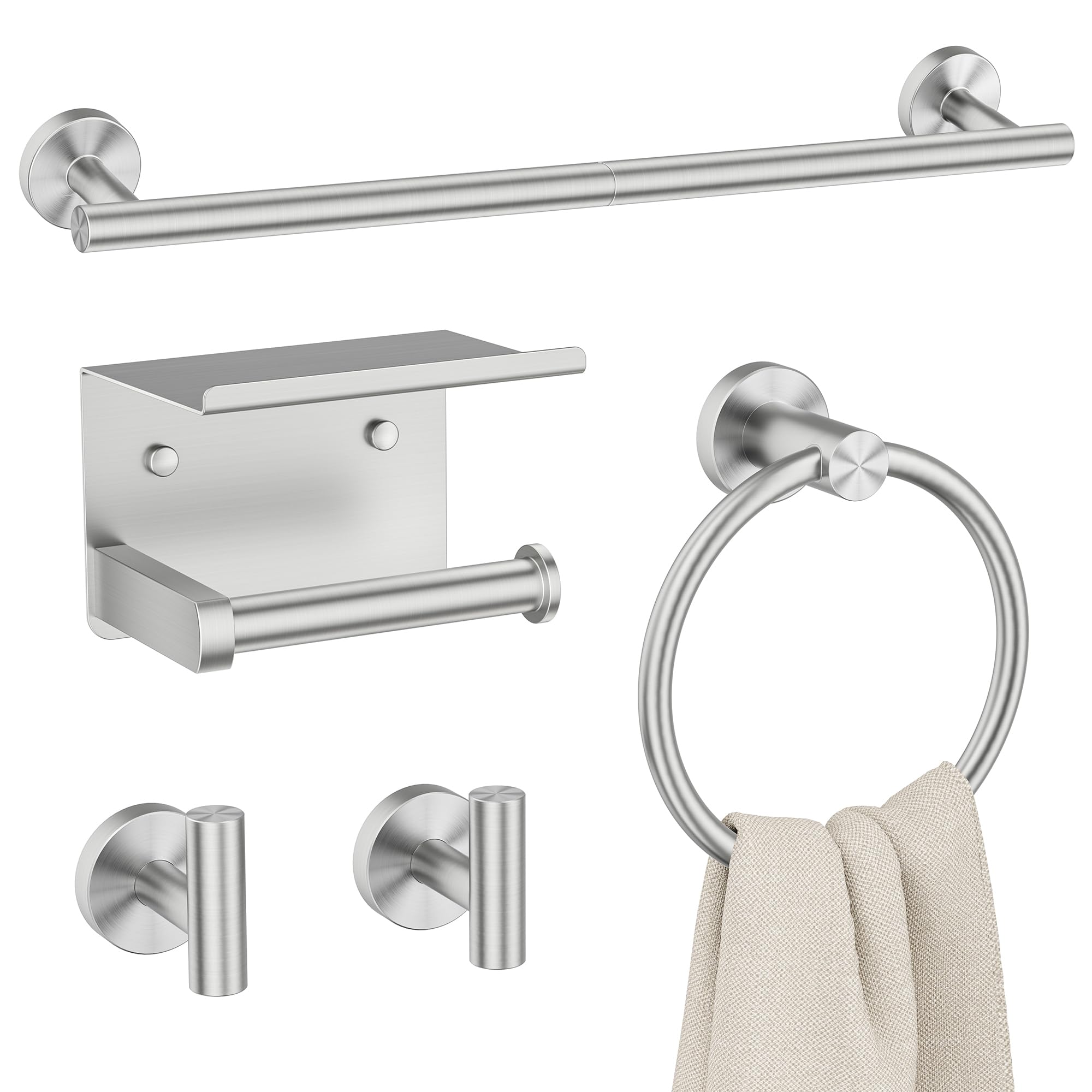 FORIOUS Bathroom Accessories, 4-Piece Bathroom Hardware Set - 24" Towel Bar — Amazon image 16