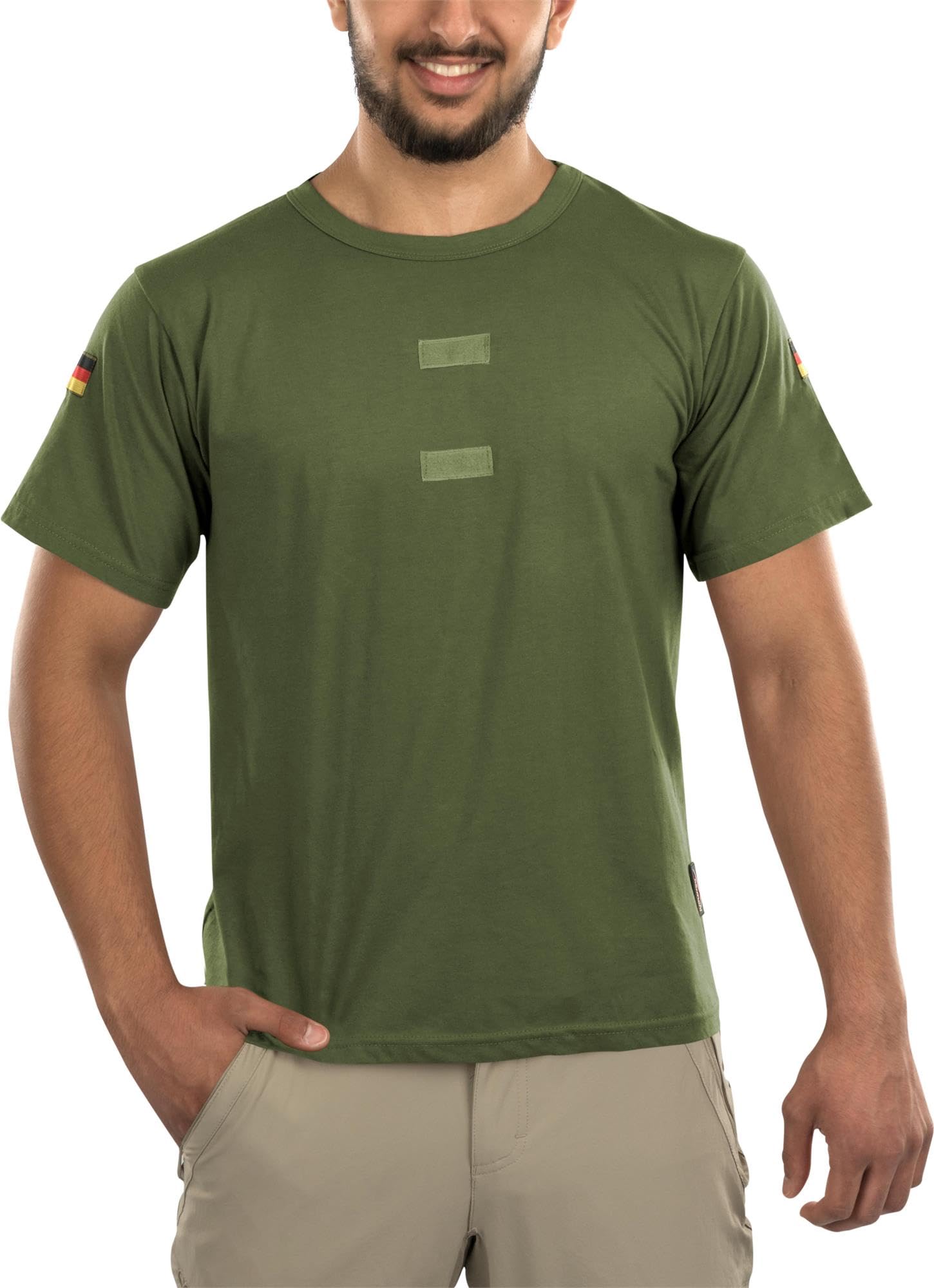 Bundeswehr Tropen T-Shirt mit Deutschlandfahnen und Klettstreifen