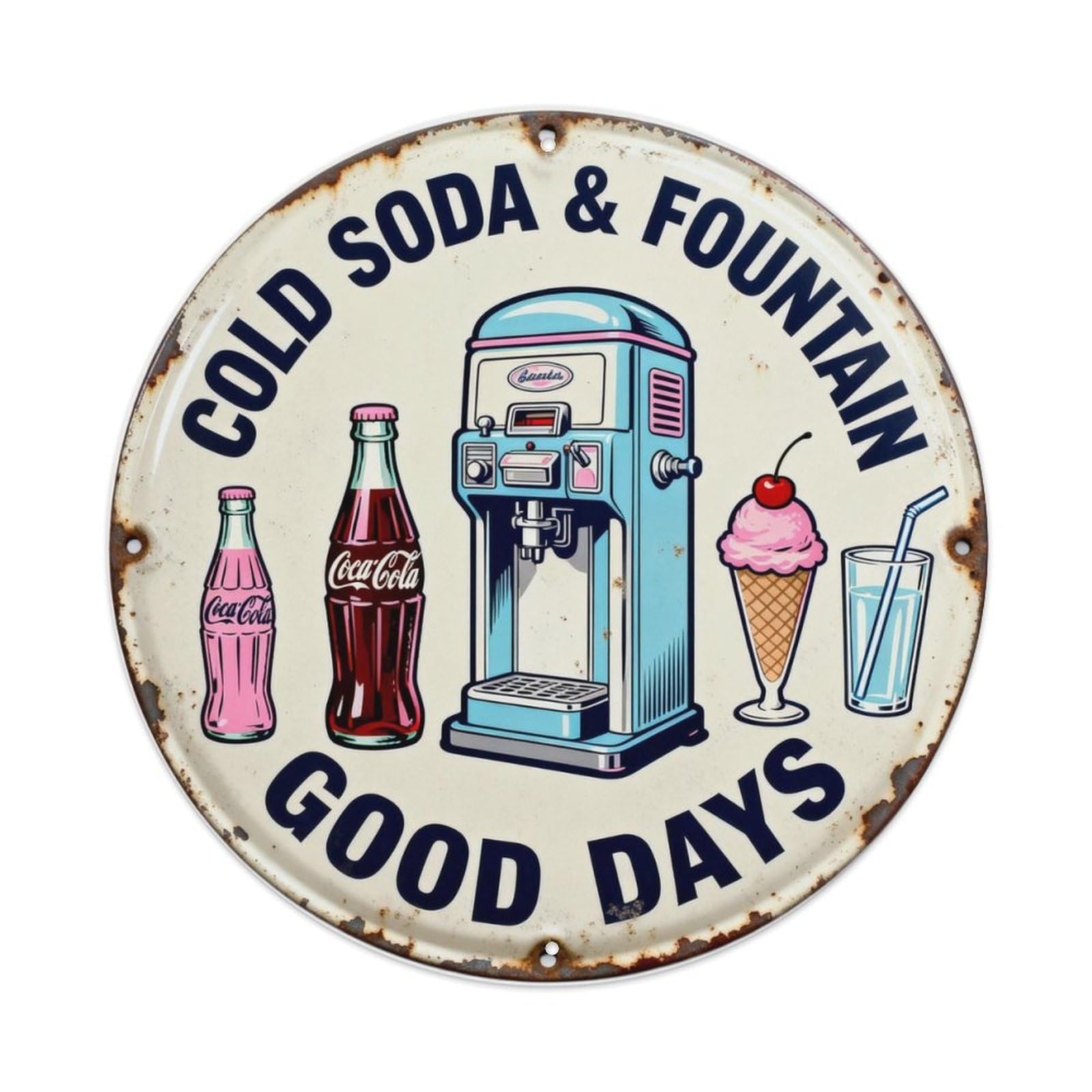 COLD SODA & FOUNTAIN GOOD DAYS Metal Tin Sign Plaque