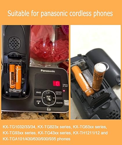 Miniatura 8 de Paquete de 6 baterías recargables HHR-55AAABU NI-MH de 550 mAh AAA 1.2 V para teléfonos inalámbricos Panasonic