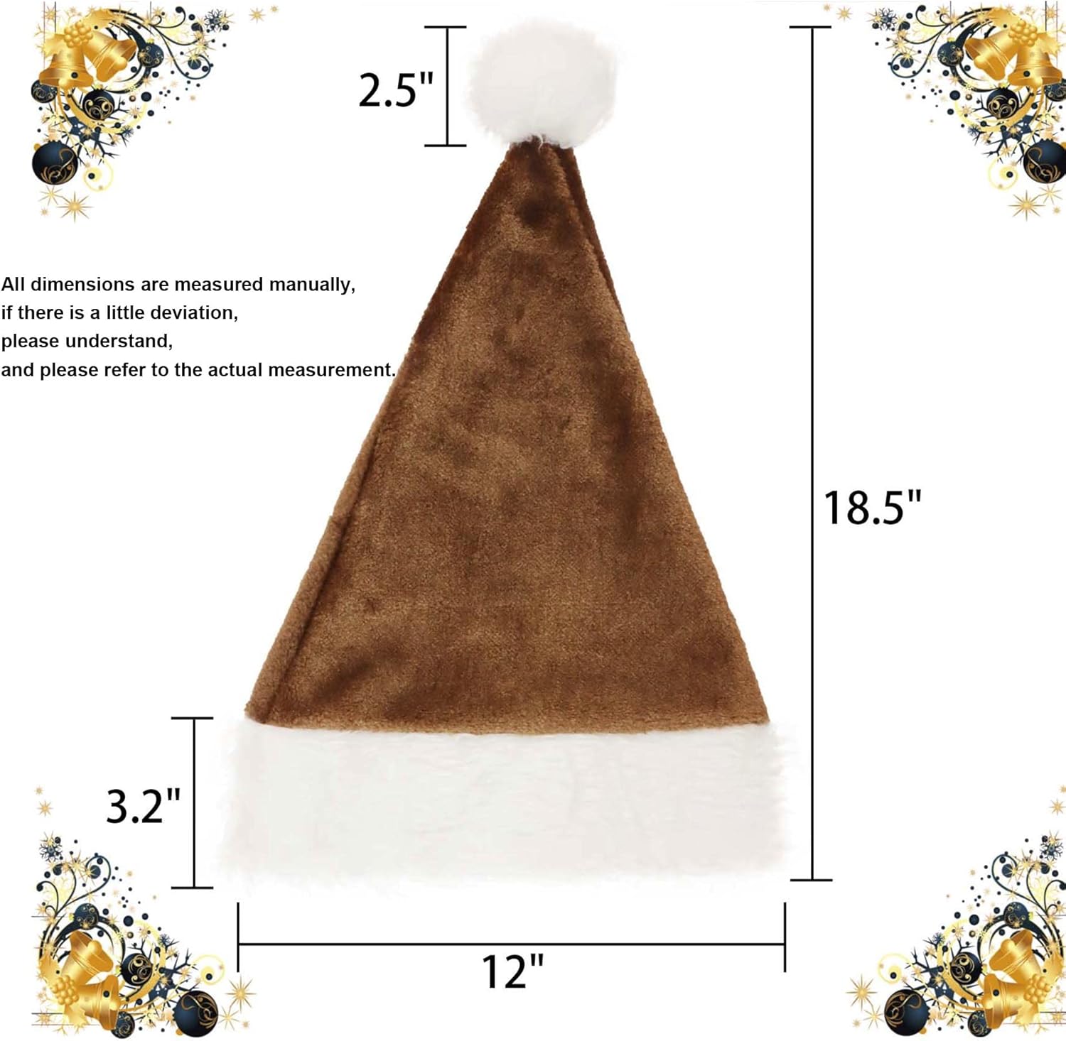 Santa Hat Xmas Holiday Hat for Christmas New Year Festive Holiday Party Supplies - Image 3