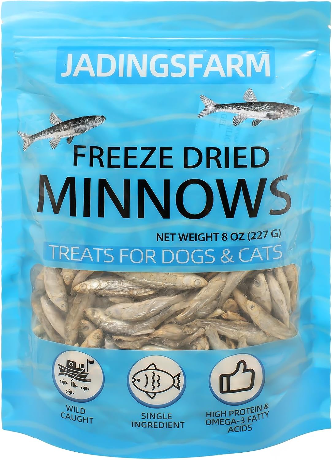 Minnows Freeze Dried Minnows, 100% Natural Premium Cat & Dog Treats, Freeze Dried Pet Treats for Cats Dogs Bulk Package(8 oz)