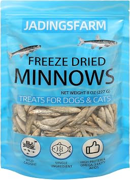 Minnows Freeze Dried Minnows, 100% Natural Premium Cat & Dog Treats, Freeze Dried Pet Treats for Cats Dogs Bulk Package8 oz