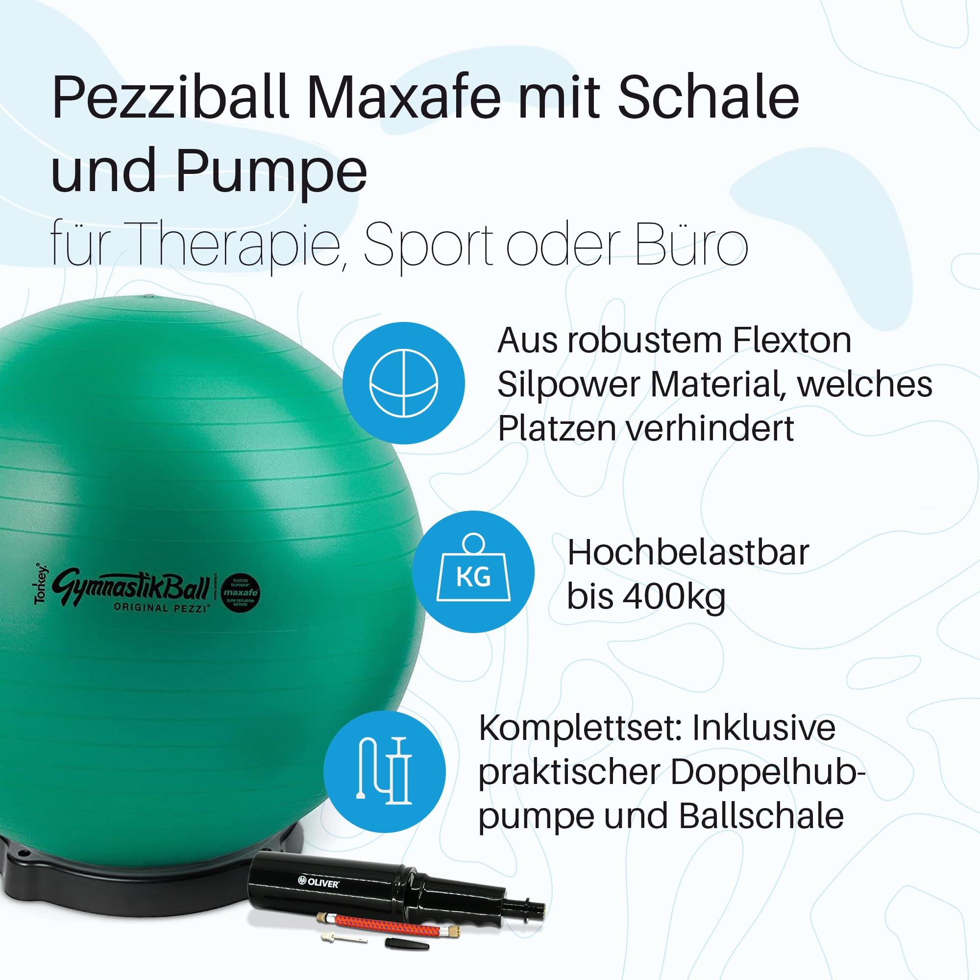 Original Pezziball MAXAFE 53cm pearlwhite mit Ballschale & Pumpe Gymnastikball
