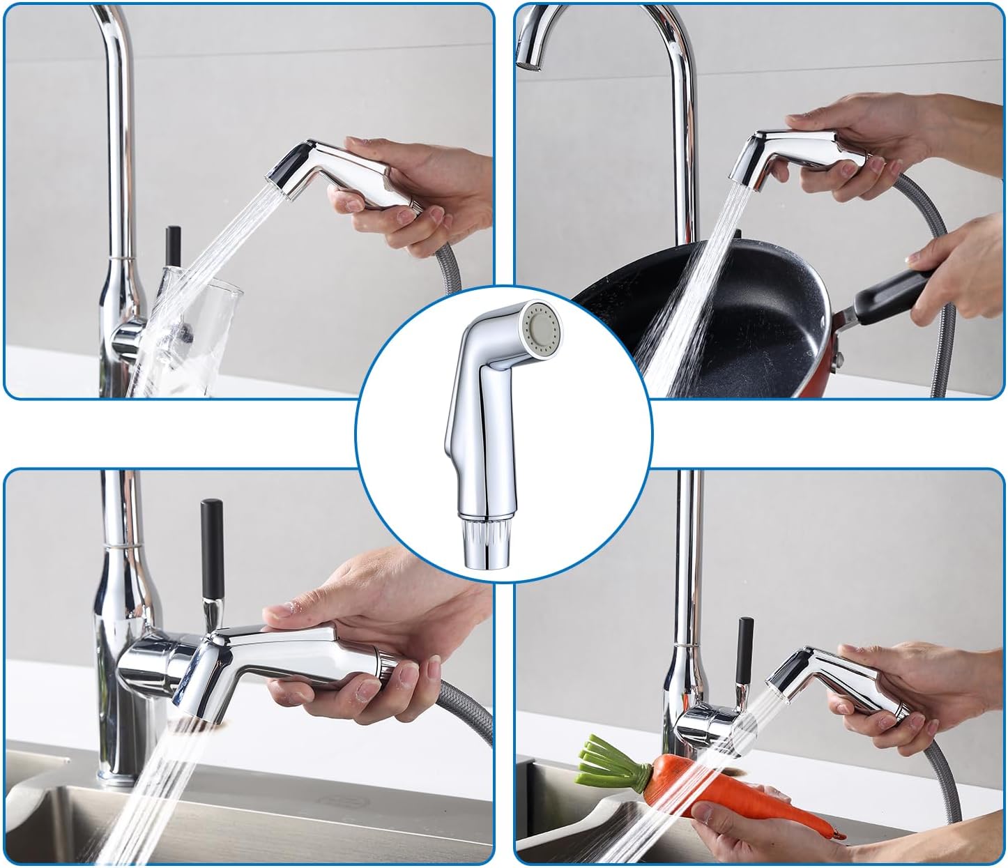 Kitchen Sink Side Sprayer Head Replacement Universal Fit Sink Spray Attachment, Household Kitchen Sink Sprayer Replacement Parts, Chrome Finish