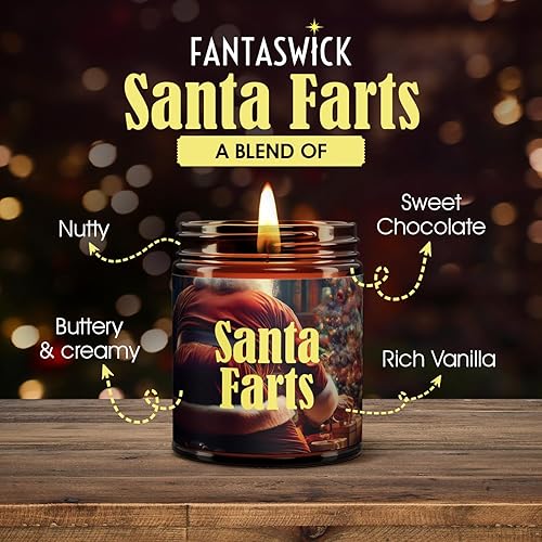 Miniatura 9 de Fantaswick Christmas Candle Santa's Workshop  Perfumada con cuero, bálsamo, bayas, canela y menta  Vela de cera de soja de coco 100% natural  Tarro