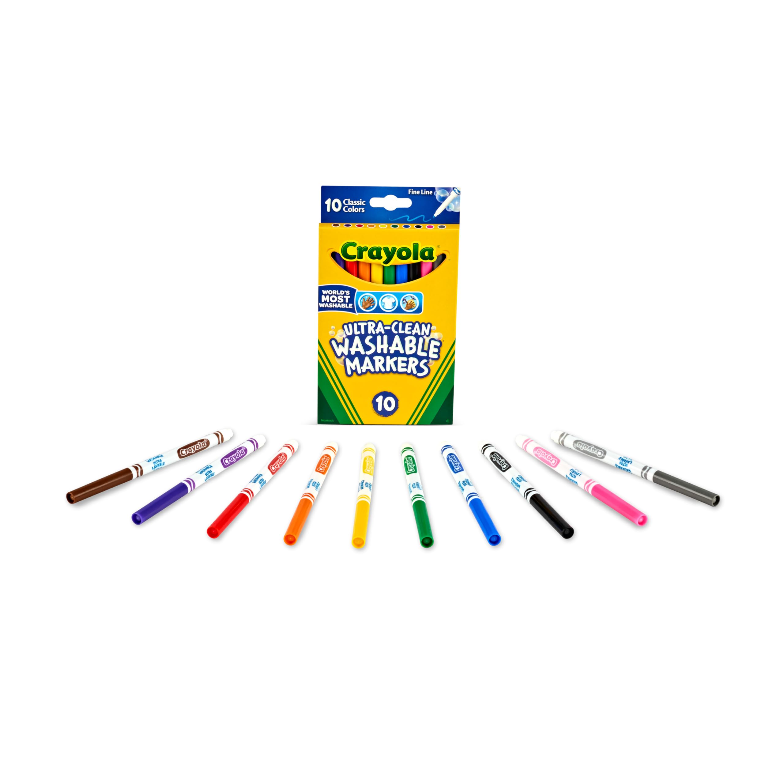 Crayola 10 Ct Ultra-Clean Fine Line Washable Markers, Color Max