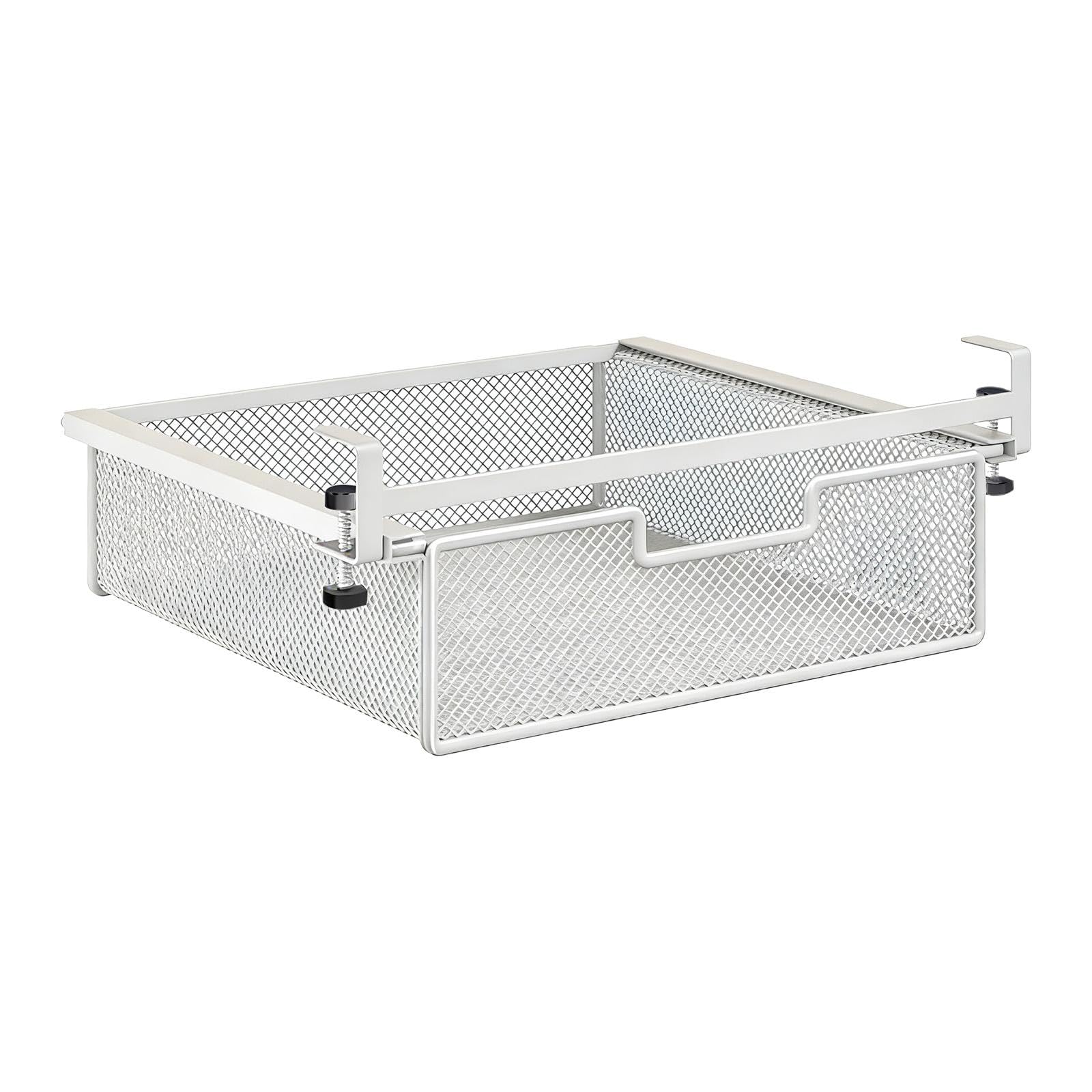 Milageto Panier de Rangement sous Tiroir de Bureau, Grande Capacité, Fer, Blanc