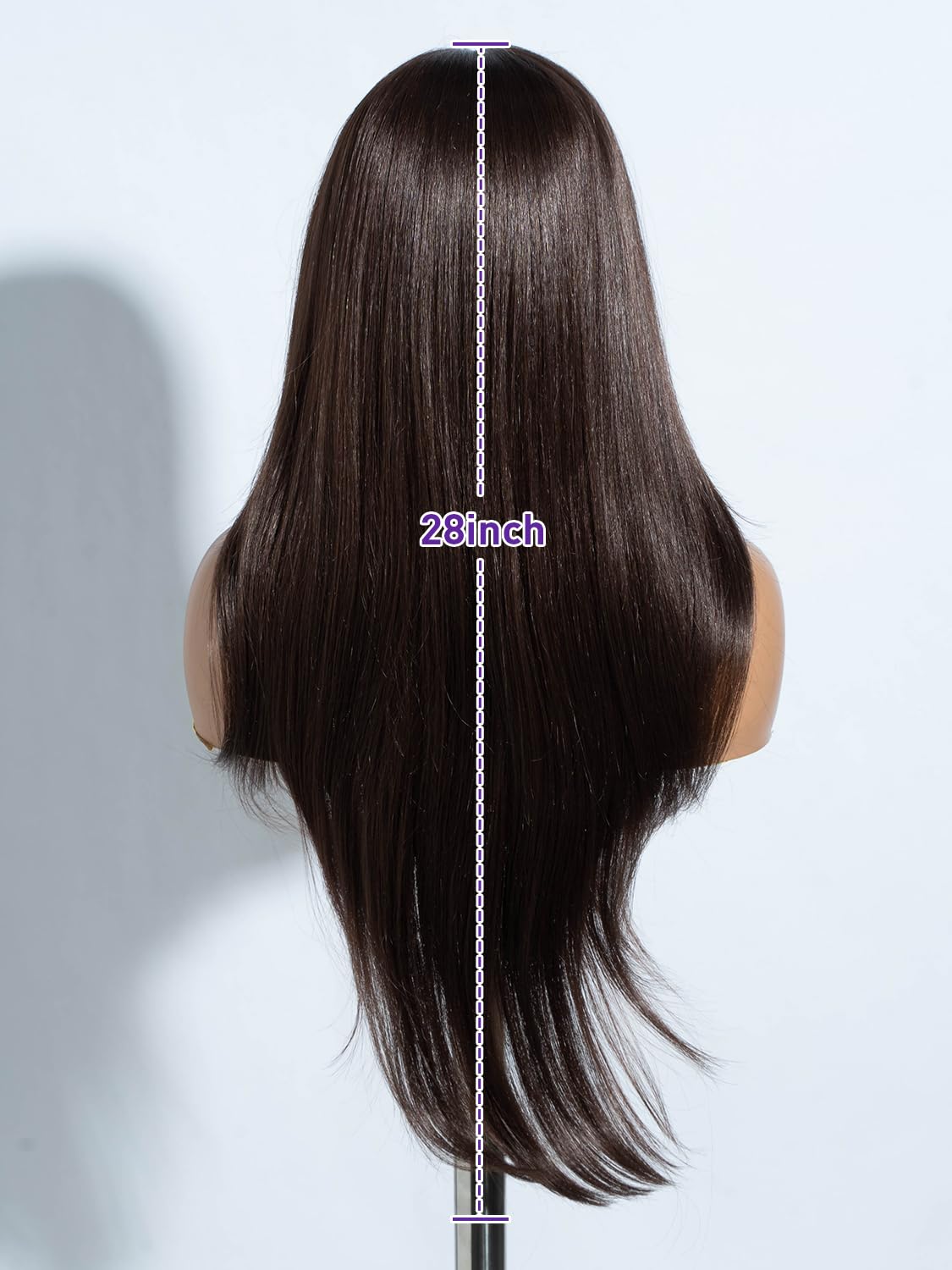 Joedir 13x4 Lace Frontal Wigs for Black Women Long Straight Free Parting Silk Base Lace Front Wigs with Baby Hair 28 Inches Layered Synthetic Wigs for Women Brown - Image 4