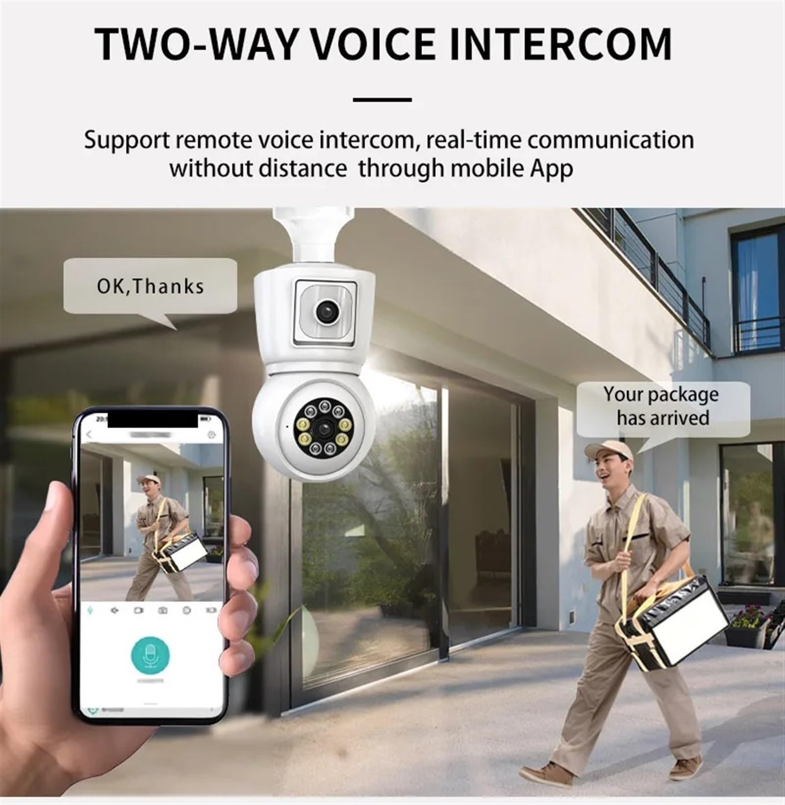 Kits de surveillance DVR, MP E27 double lentille ampoule caméra APP 1080p vision nocturne PTZ caméra de suivi humain moniteur de sécurité CCTV conversation bidirectionnelle, surveillance extérieure