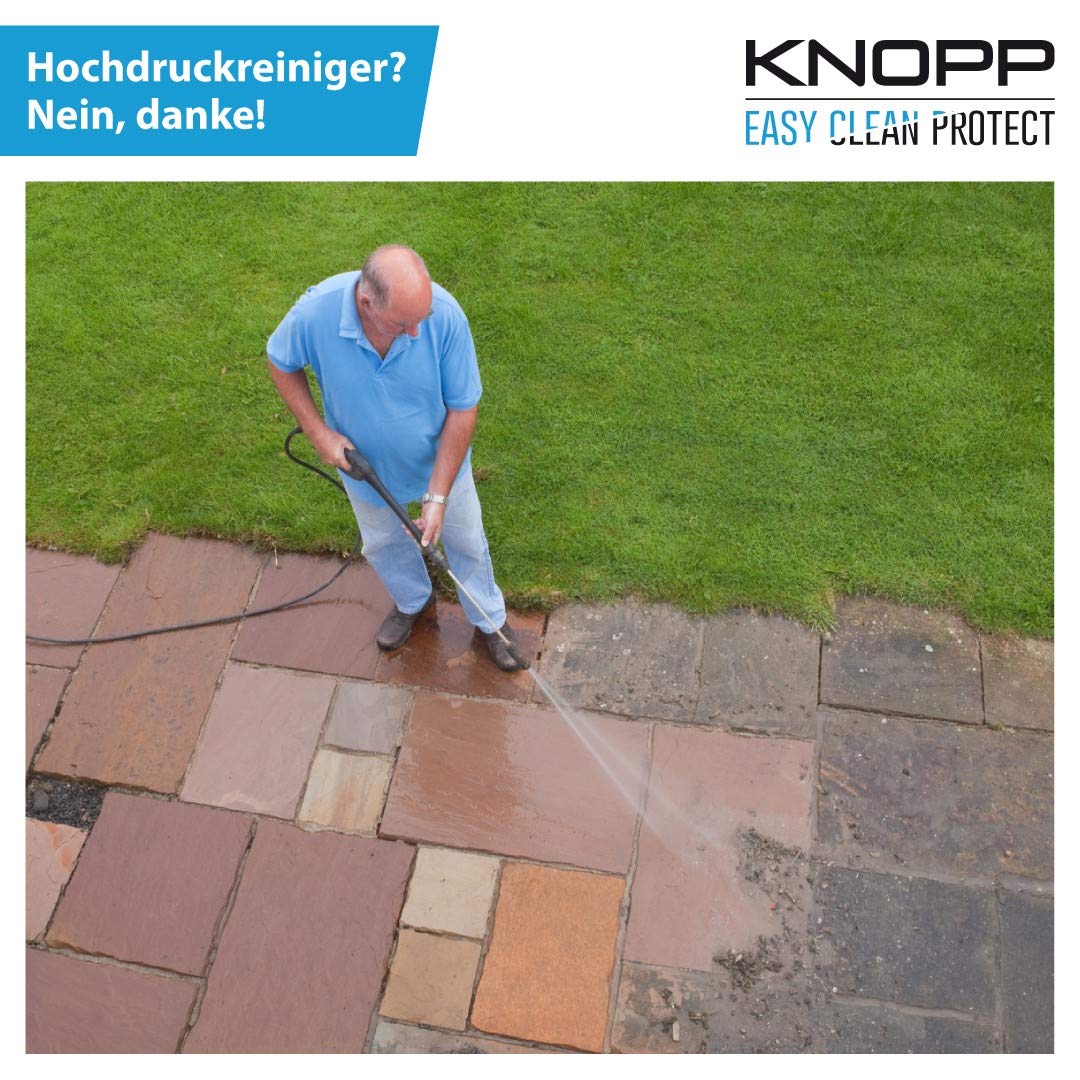 KNOPP Flechtenentferner, Flechtenex, Terrassenreiniger, Pflastersteinreiniger, Waschbetonplattenreiniger, Grünbelagentferner, Algenentferner, Algenvernichter, Steinreiniger; gebrauchsfertig, 1l
