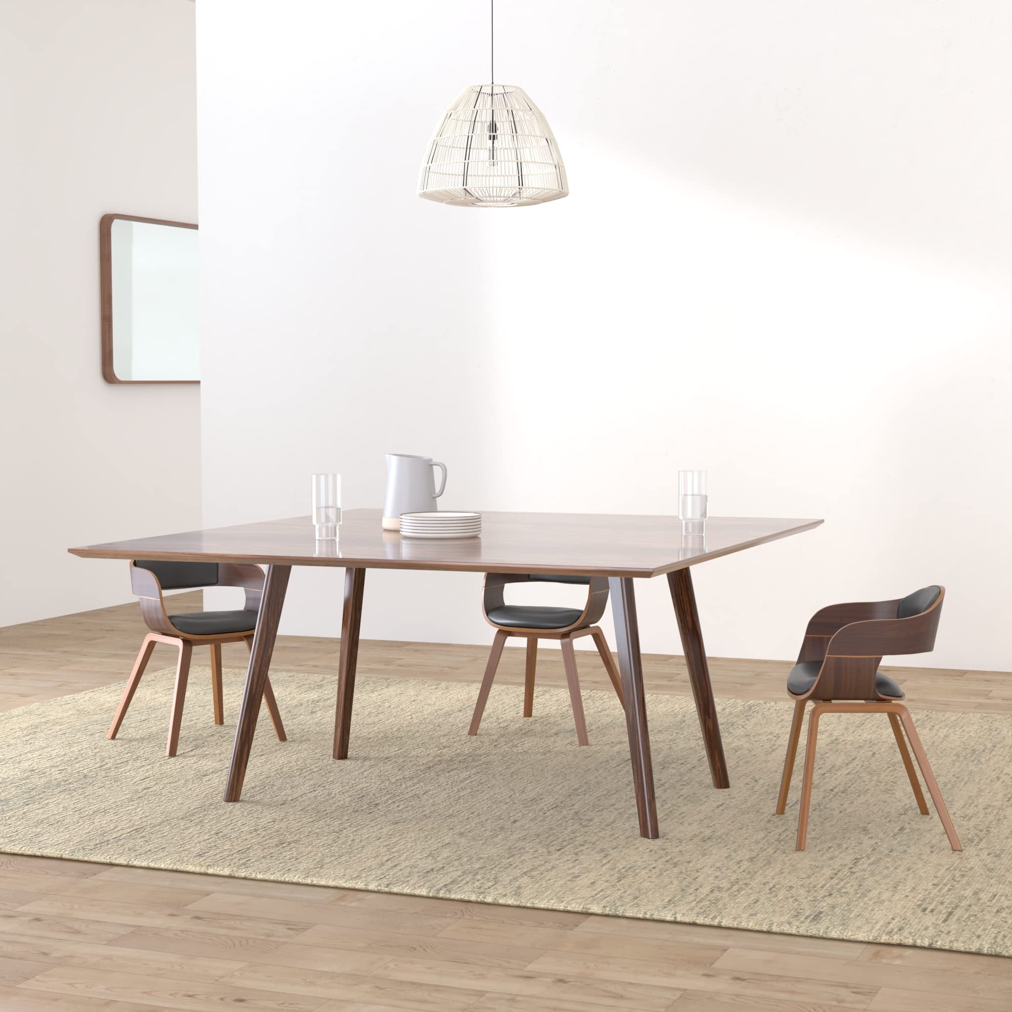 CLP Juego de 2 sillas Kingston ergonómicas, Respaldo Acolchado, Cuero sintético y Madera, hasta 150 kg Color:Nuez/Negro