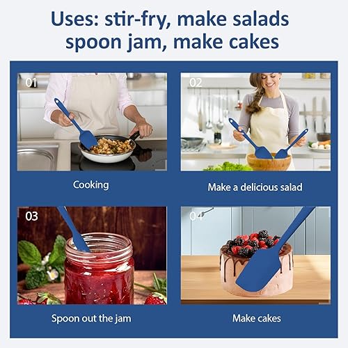 Miniatura 4 de Juego de espátulas de silicona, 4 espátulas de goma de grado alimenticio para hornear, cocinar y mezclar, resistentes al calor, antiadherentes,