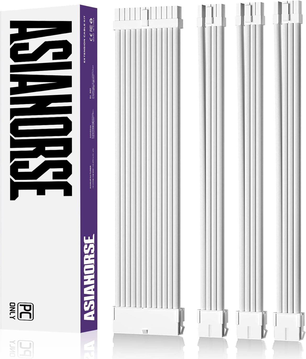 16AWG PSU Cable Extension Sleeved Custom Mod GPU PC Audio Video Power Supply Soft Braided Cables with Two Color Comb Kit 24P/8P to 6+2P/ 8P to 4+4P 30CM