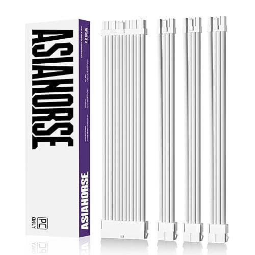 AsiaHorse Extensión de cable PSU de 16 AWG con funda personalizada Mod GPU PC Audio Video Fuente de alimentación Cables trenzados suaves con kit de