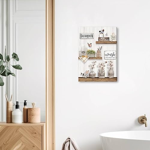 Miniatura 7 de Decoración de baño de granja, arte de pared con marco rústico para baño, impresión en lienzo para baño, relajarse y remojar, arte de pared, arte